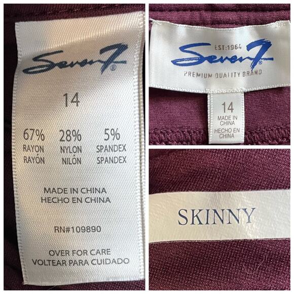 Seven7 Jegging Jeans Ponte Knit Leggings Skinny Ankle Stretch Women’s Size 14 - Picture 8 of 10